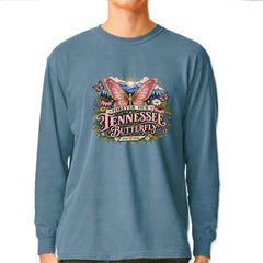Forever Our Tennessee Butterfly Dolly Vintage Soft Long-Sleeve T-shirt Ice Blue