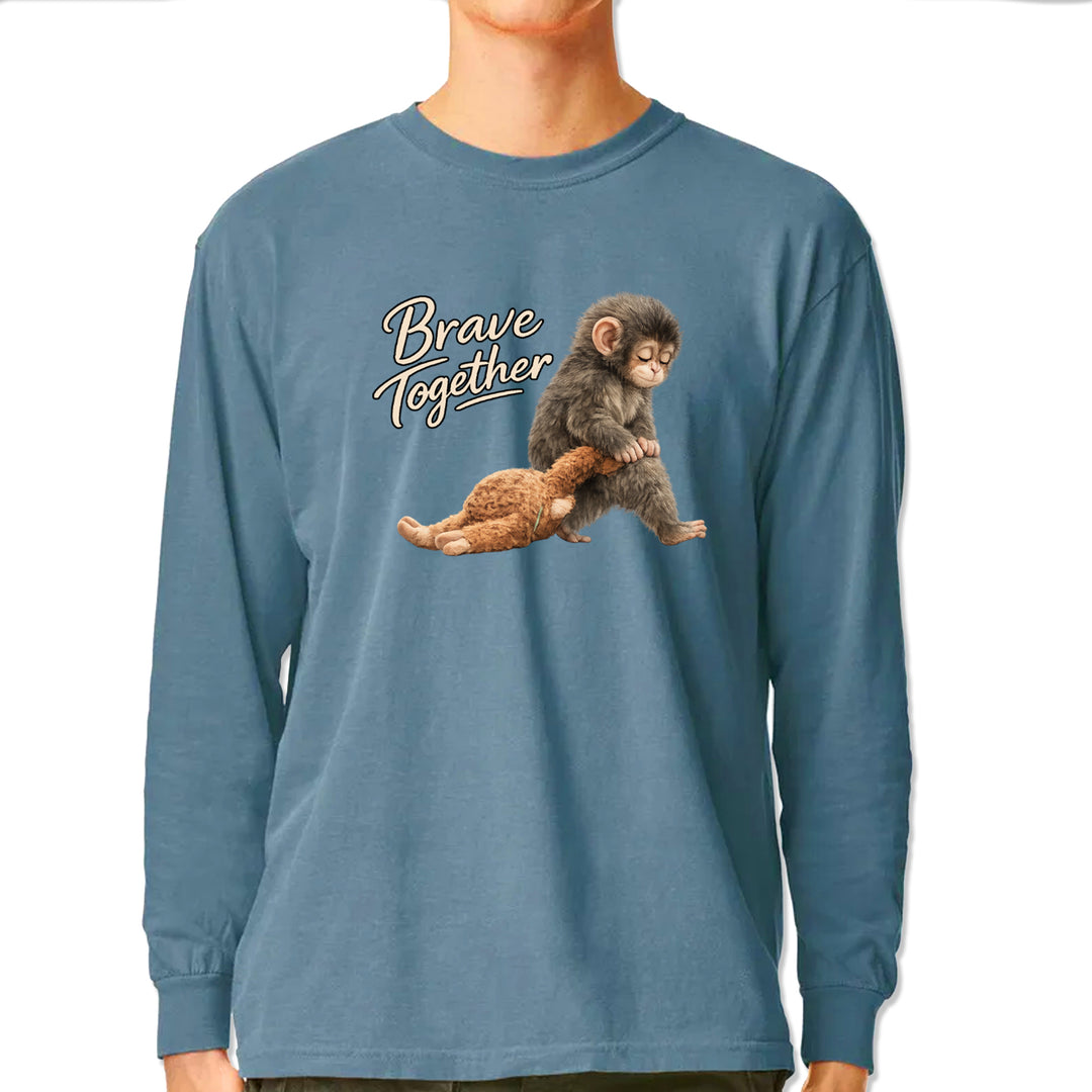 Punch Brave Together Stuffed Animal Vintage Soft Long-Sleeve T-shirt Ice Blue