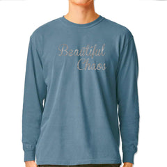 Beautiful Chaos Glitter Music Festival Vintage Soft Long-Sleeve T-shirt Ice Blue