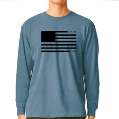 Redacted American Flag Vintage Soft Long-Sleeve T-shirt Ice Blue