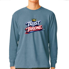 Trust The Throne Crown Philly Hoops Vintage Soft Long-Sleeve T-shirt Ice Blue