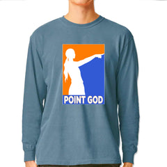 Point God Cunningham Basketball Pointing Meme  Vintage Soft Long-Sleeve T-shirt Ice Blue
