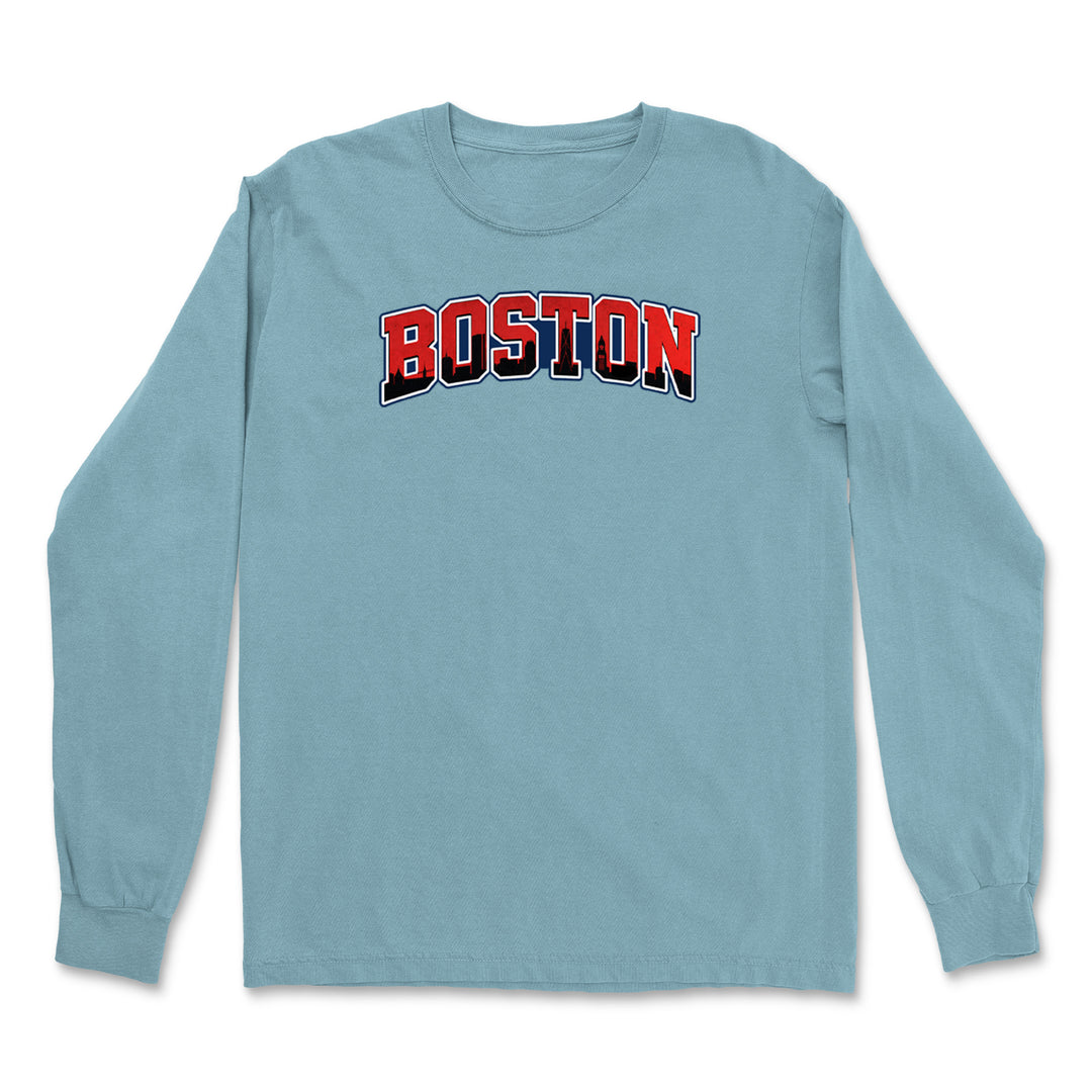 Boston City Pride Skyline Vintage Soft Long-Sleeve T-shirt 