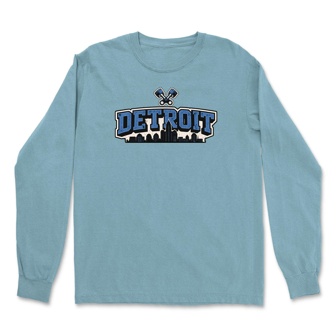 Detroit Motor City Retro Piston Vintage Soft Long-Sleeve T-shirt 