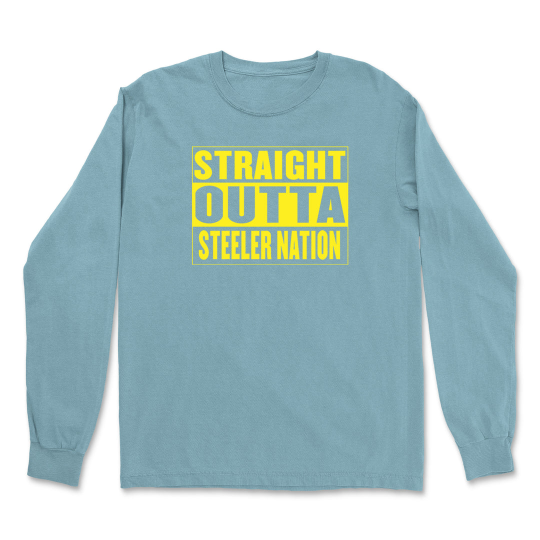 Straight Outta Steeler Nation Football  Vintage Soft Long-Sleeve T-shirt 