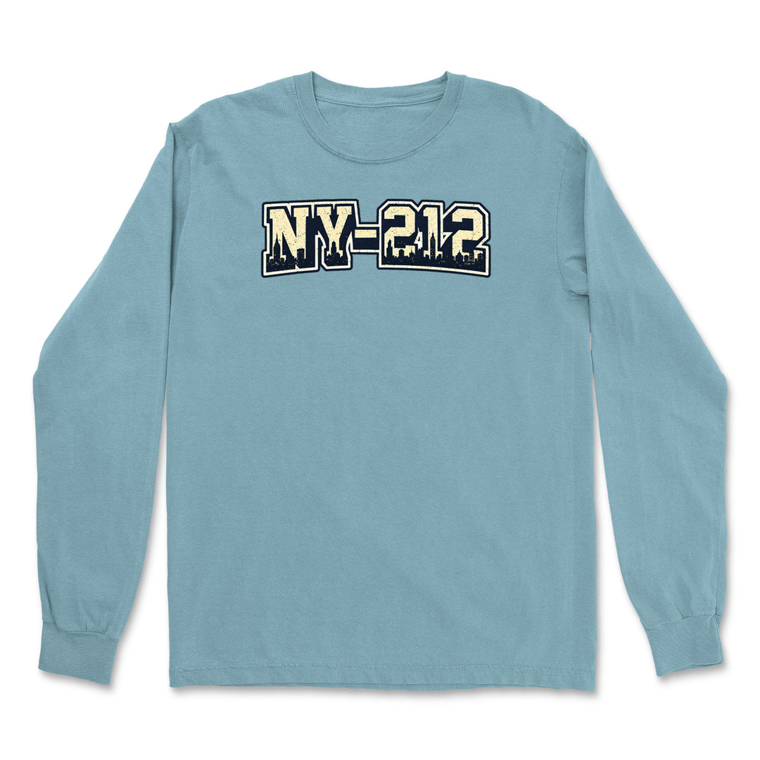 New York City 212 Area Code Skyline  Vintage Soft Long-Sleeve T-shirt 