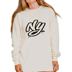 NYC New York City Grunge Street Vintage Soft Long-Sleeve T-shirt Ivory