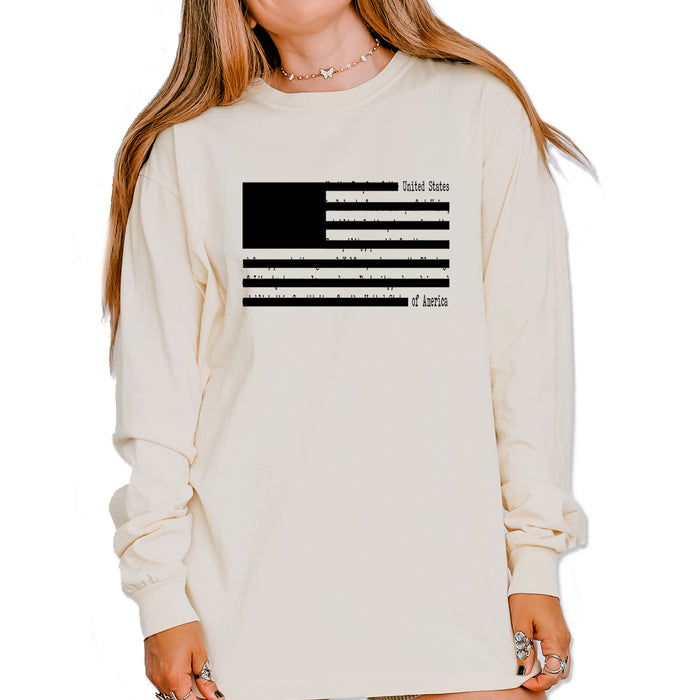 Redacted American Flag Vintage Soft Long-Sleeve T-shirt