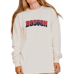 Boston City Pride Skyline Vintage Soft Long-Sleeve T-shirt Ivory