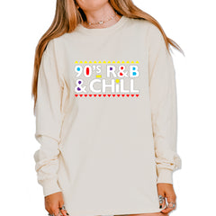 90s R&B and Chill Retro Throwback Vintage Soft Long-Sleeve T-shirt Ivory