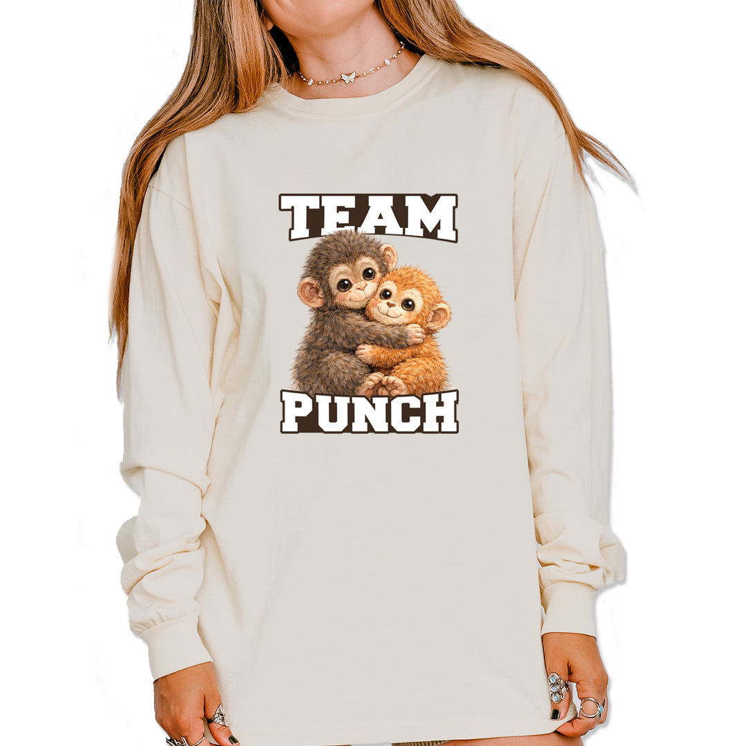 Team Punch Panchi-kun Monkey Vintage Soft Long-Sleeve T-shirt Ivory