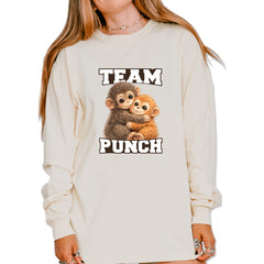 Team Punch Panchi-kun Monkey Vintage Soft Long-Sleeve T-shirt Ivory