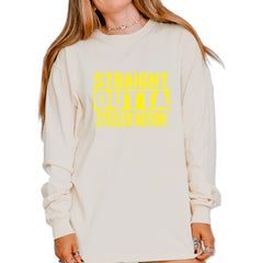 Straight Outta Steeler Nation Football  Vintage Soft Long-Sleeve T-shirt Ivory