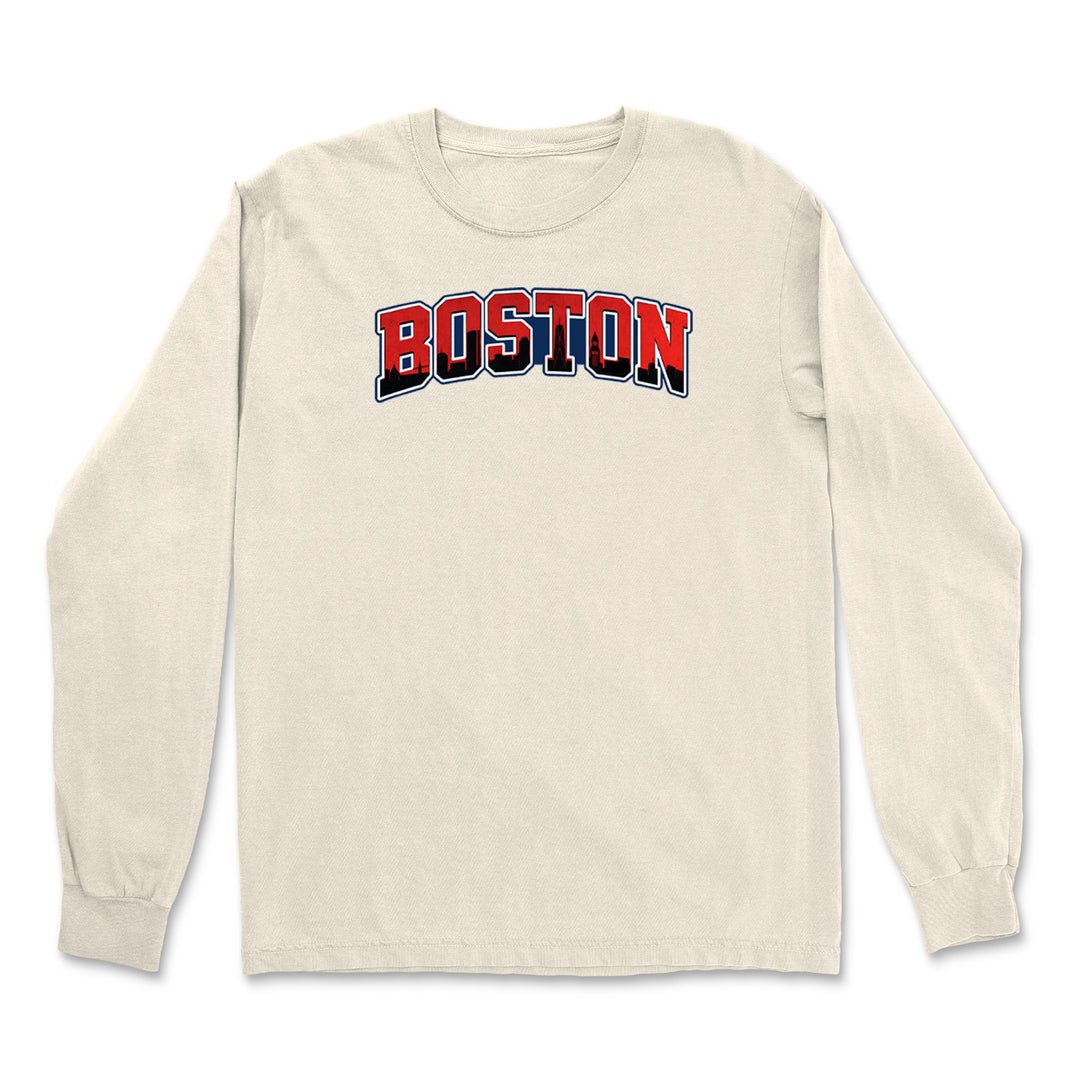 Boston City Pride Skyline Vintage Soft Long-Sleeve T-shirt 