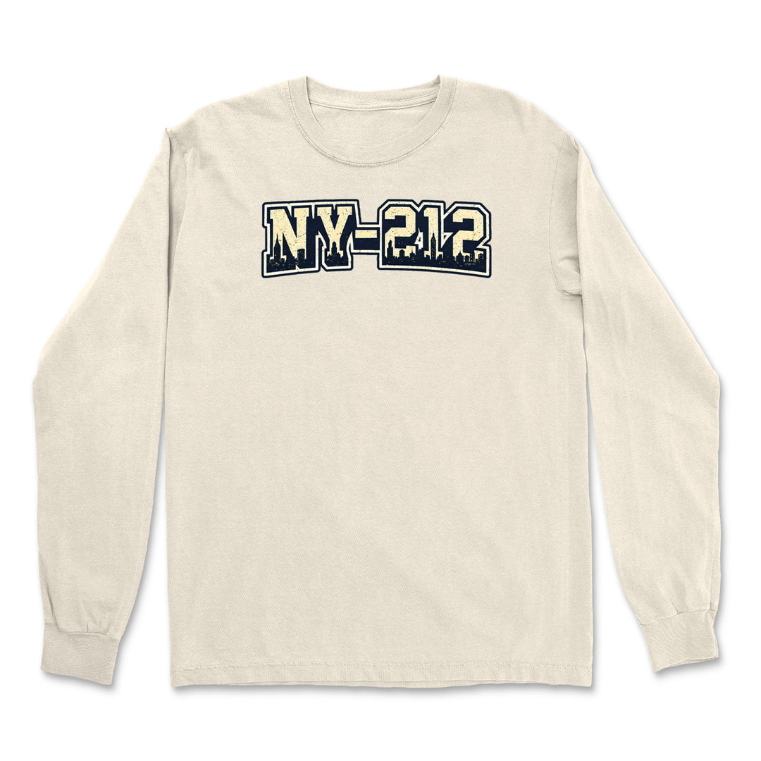 New York City 212 Area Code Skyline  Vintage Soft Long-Sleeve T-shirt 