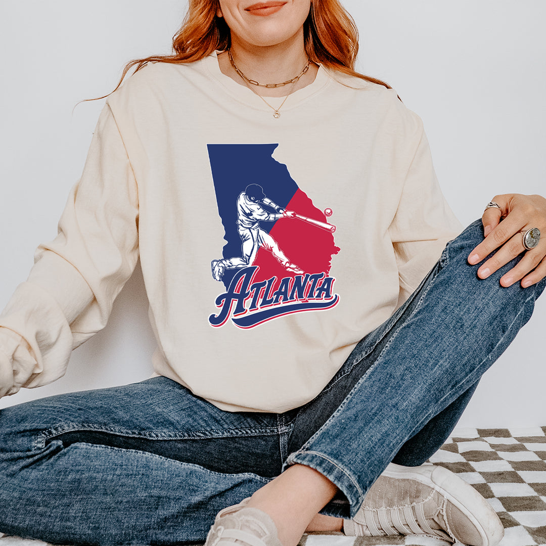 Atlanta Georgia Batter Up Vintage Soft Long-Sleeve T-shirt 