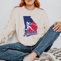 Atlanta Georgia Batter Up Vintage Soft Long-Sleeve T-shirt 