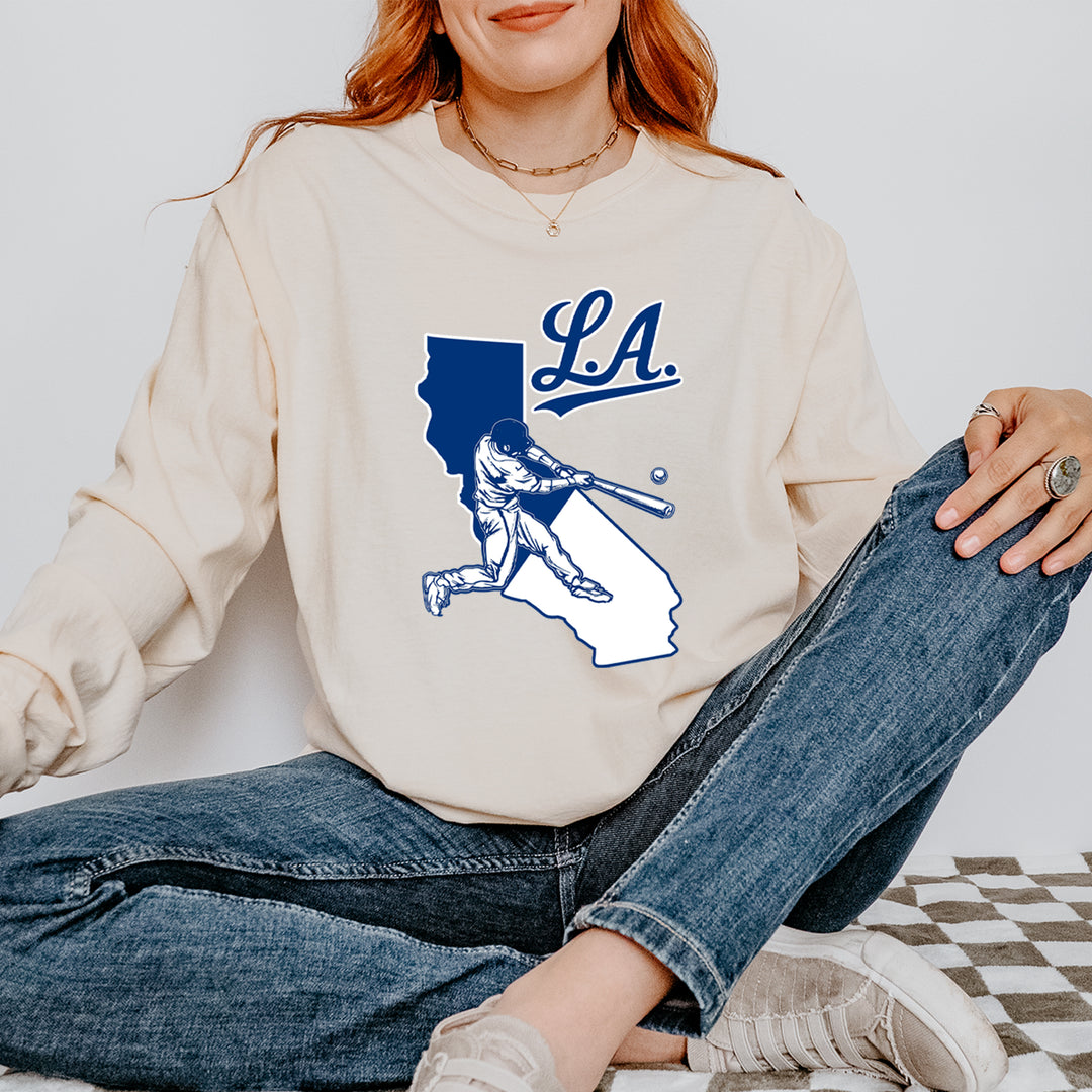 Los Angeles Baseball Batter Up Vintage Soft Long-Sleeve T-shirt 
