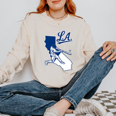 Los Angeles Baseball Batter Up Vintage Soft Long-Sleeve T-shirt 