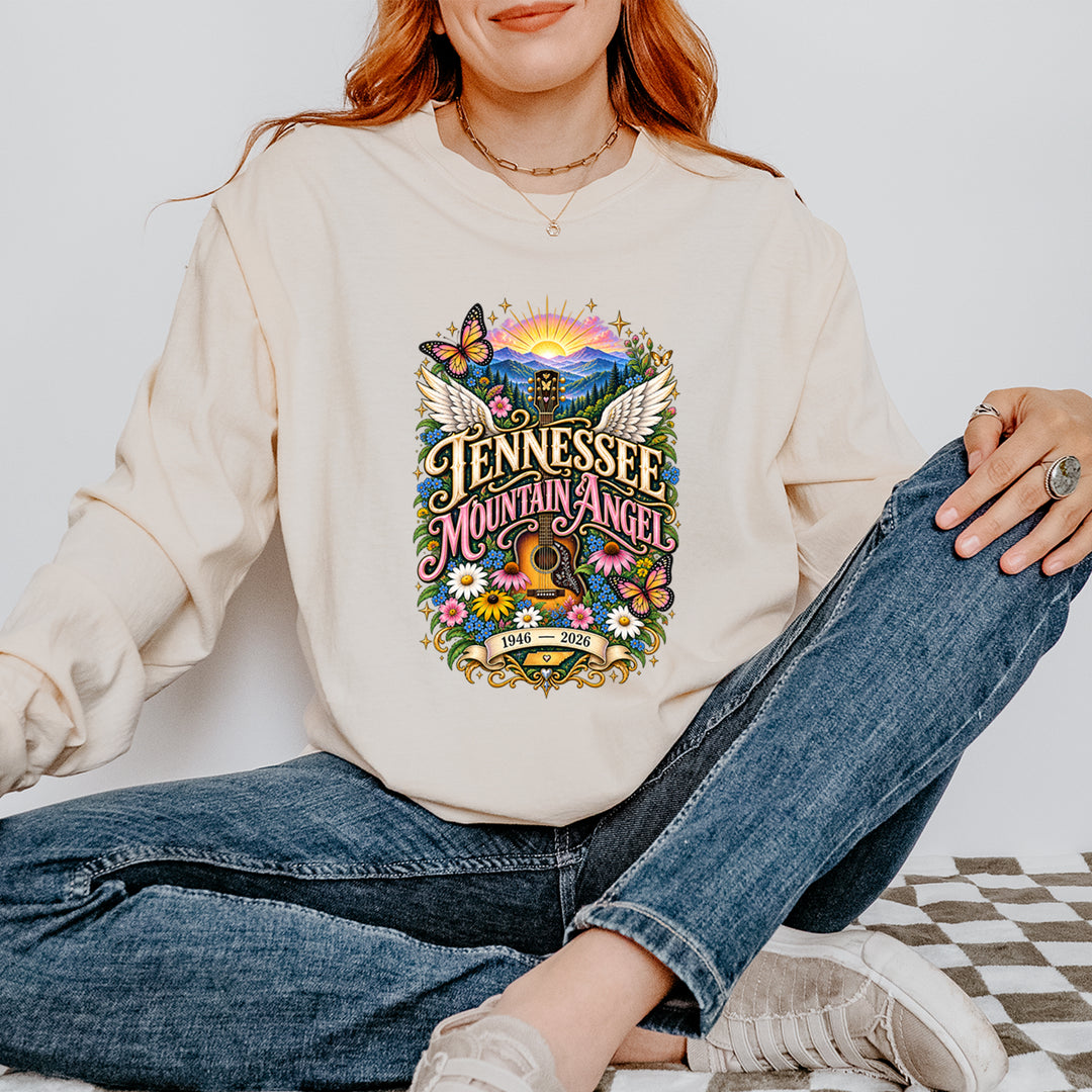 Tennessee Mountain Angel Wings Dolly Vintage Soft Long-Sleeve T-shirt 