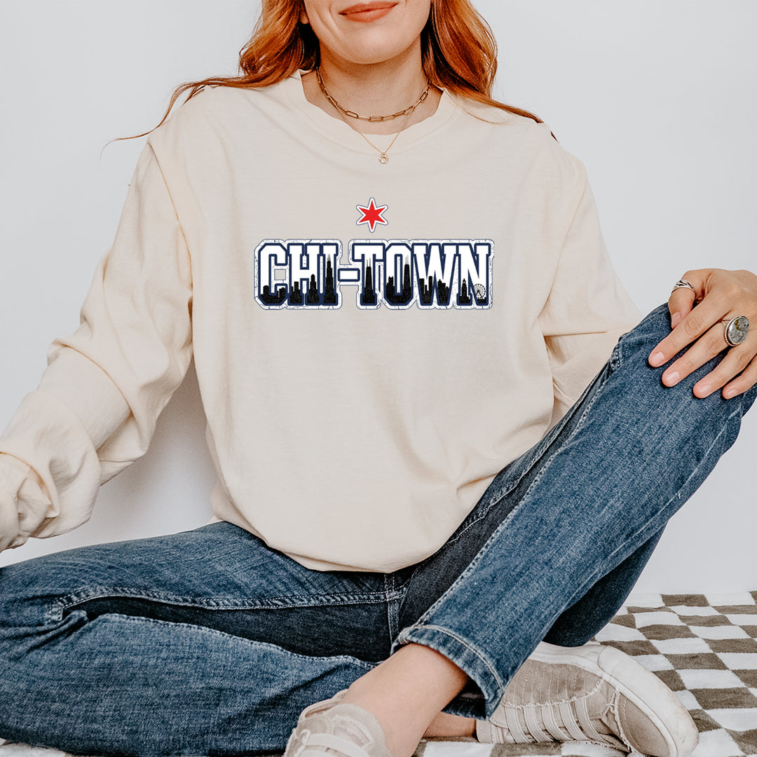 Chicago Chi-Town City Pride Vintage Soft Long-Sleeve T-shirt 