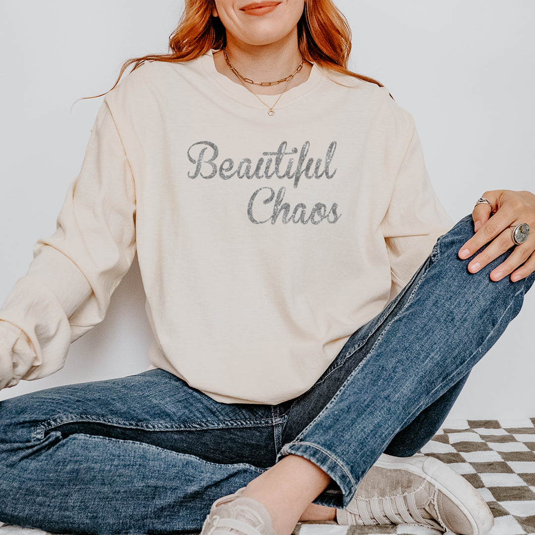 Beautiful Chaos Glitter Music Festival Vintage Soft Long-Sleeve T-shirt 