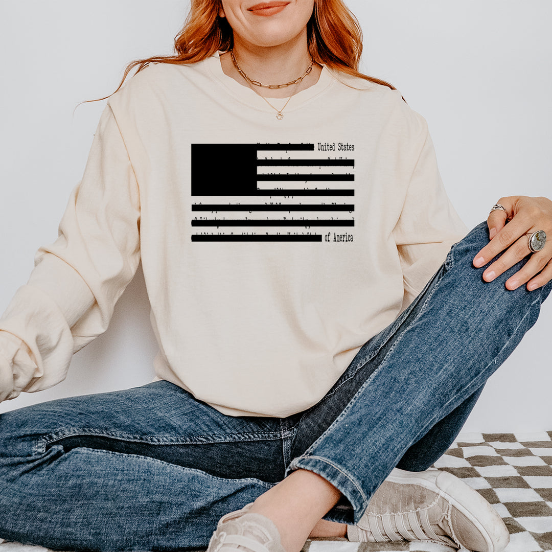 Redacted American Flag Vintage Soft Long-Sleeve T-shirt 