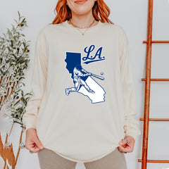 Los Angeles Baseball Batter Up Vintage Soft Long-Sleeve T-shirt 