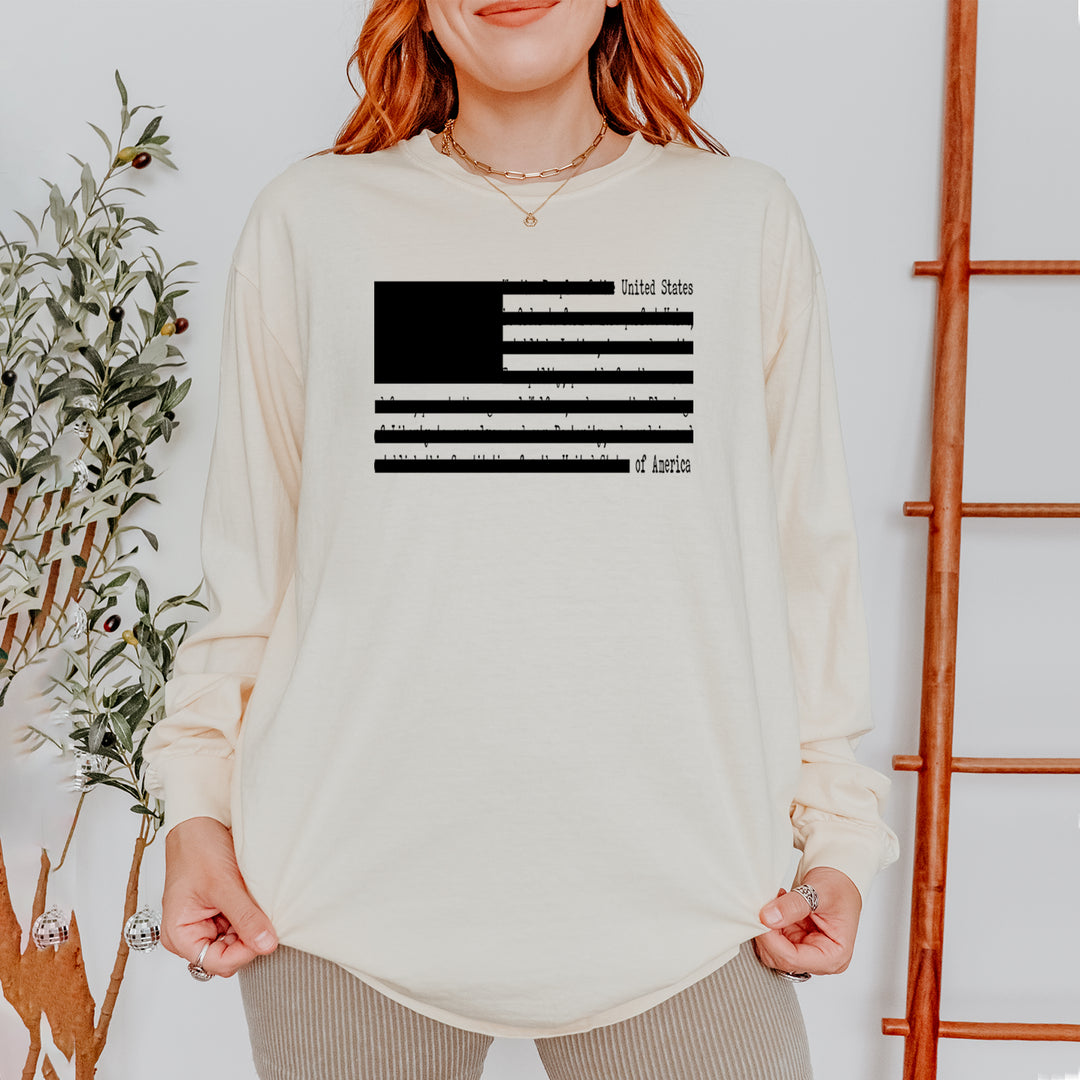 Redacted American Flag Vintage Soft Long-Sleeve T-shirt 