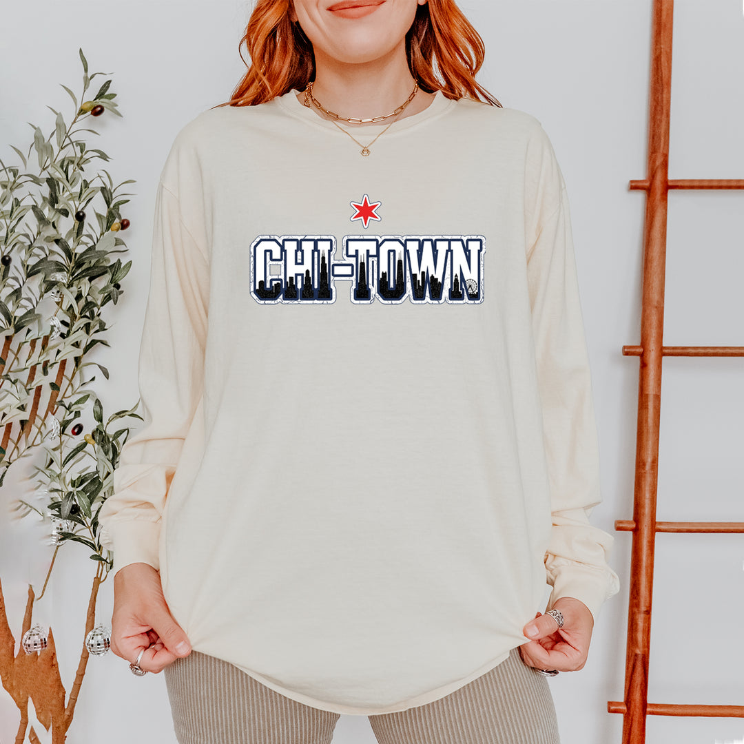 Chicago Chi-Town City Pride Vintage Soft Long-Sleeve T-shirt 
