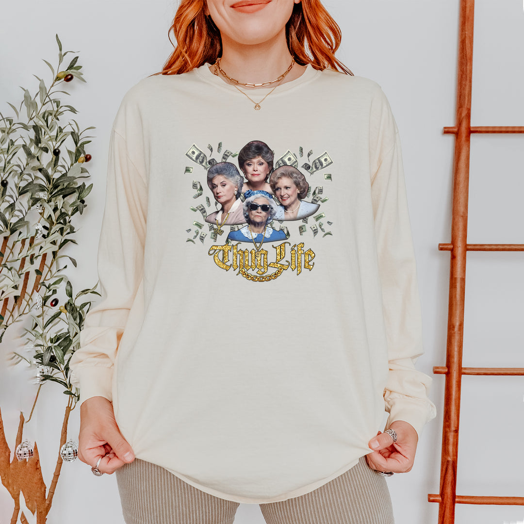 Golden Chain Thug Life Girls Vintage Soft Long-Sleeve T-shirt 