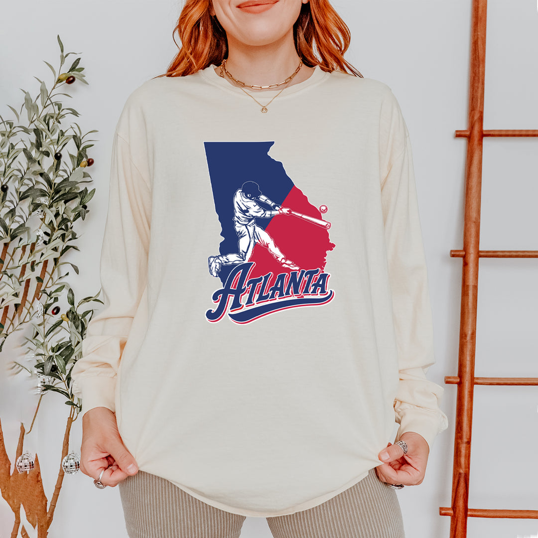 Atlanta Georgia Batter Up Vintage Soft Long-Sleeve T-shirt 