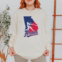 Atlanta Georgia Batter Up Vintage Soft Long-Sleeve T-shirt 