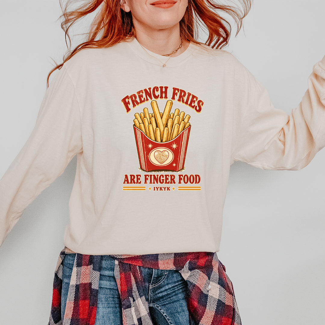 French Fries Are Finger Food IYKYK Vintage Soft Long-Sleeve T-shirt 