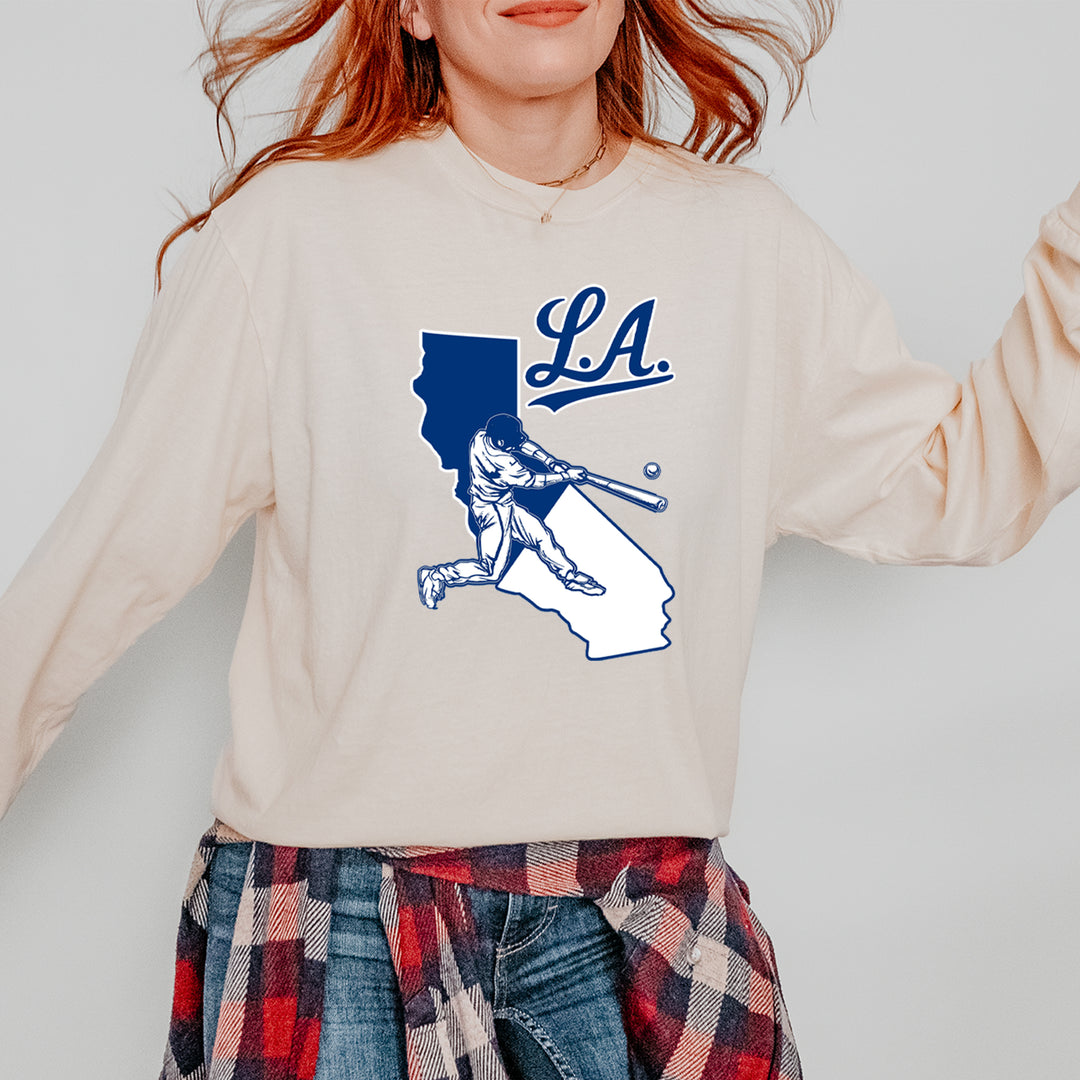 Los Angeles Baseball Batter Up Vintage Soft Long-Sleeve T-shirt 