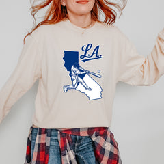 Los Angeles Baseball Batter Up Vintage Soft Long-Sleeve T-shirt 