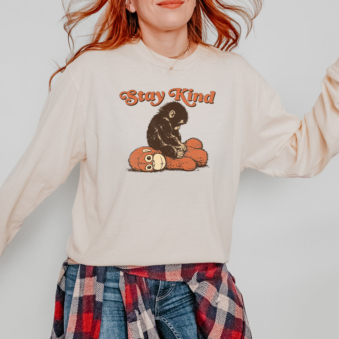 Punch Stay Kind Macaque Vintage Soft Long-Sleeve T-shirt 