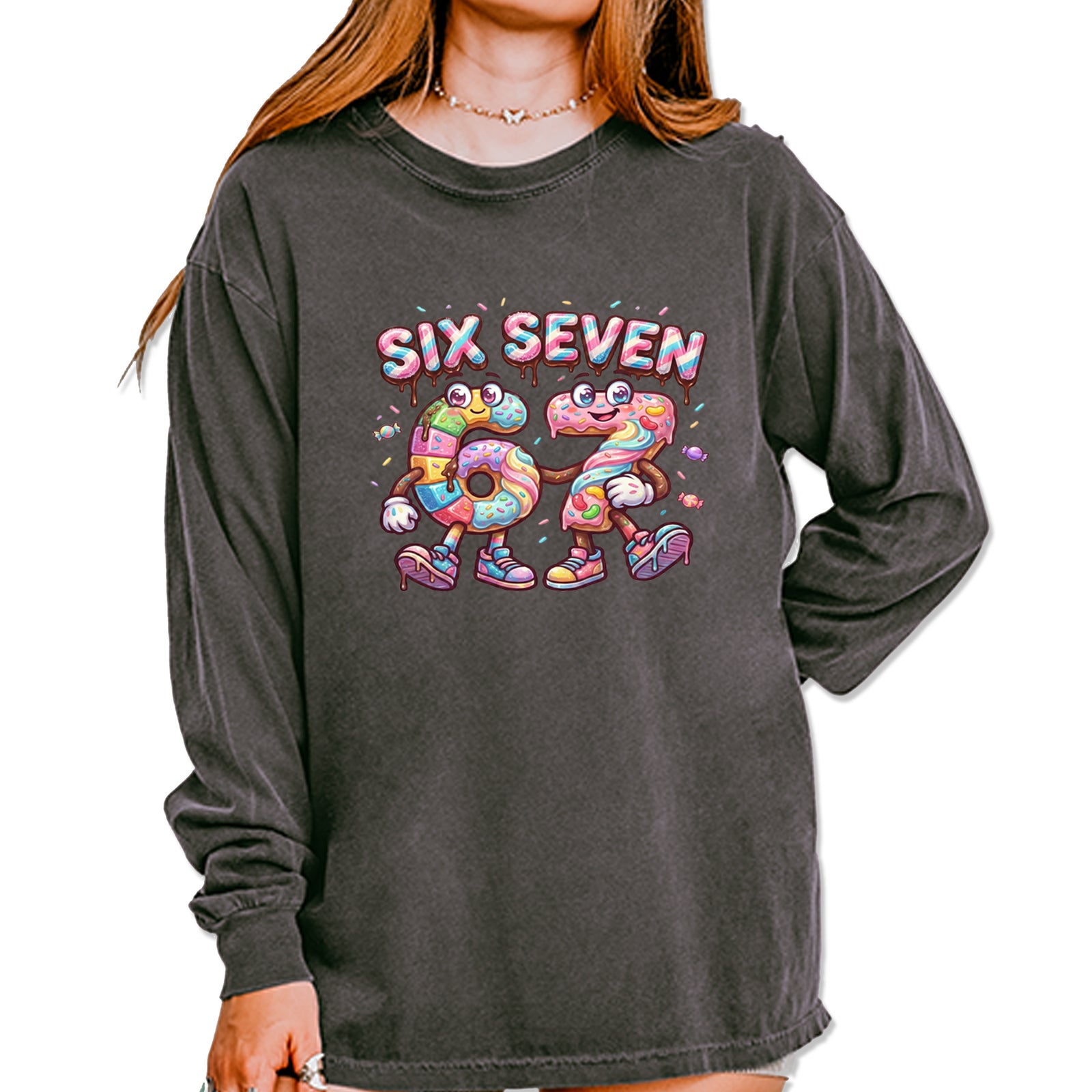 67 Candy Swirl Meme Vintage Soft Long-Sleeve T-shirt Pepper