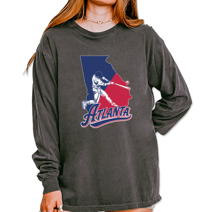 Atlanta Georgia Batter Up Vintage Soft Long-Sleeve T-shirt