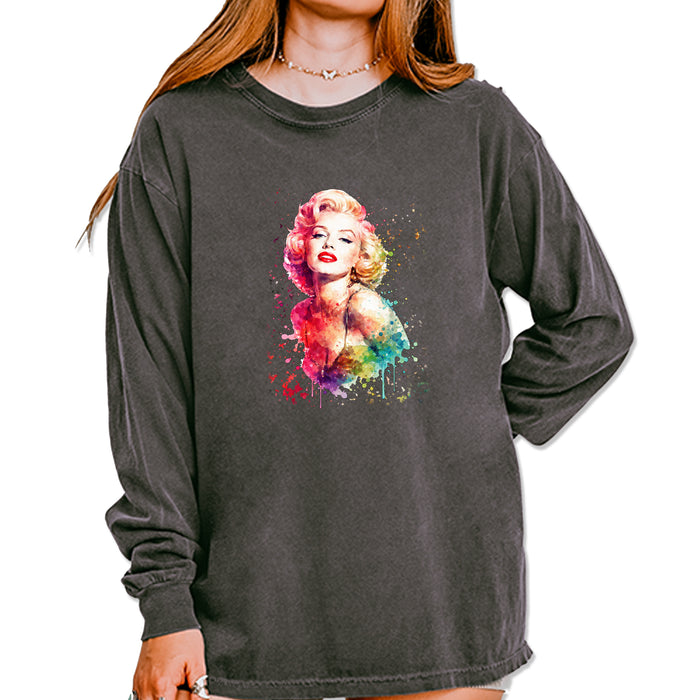 Mrs. Monroe Watercolors Bombshell Vintage Soft Long-Sleeve T-shirt