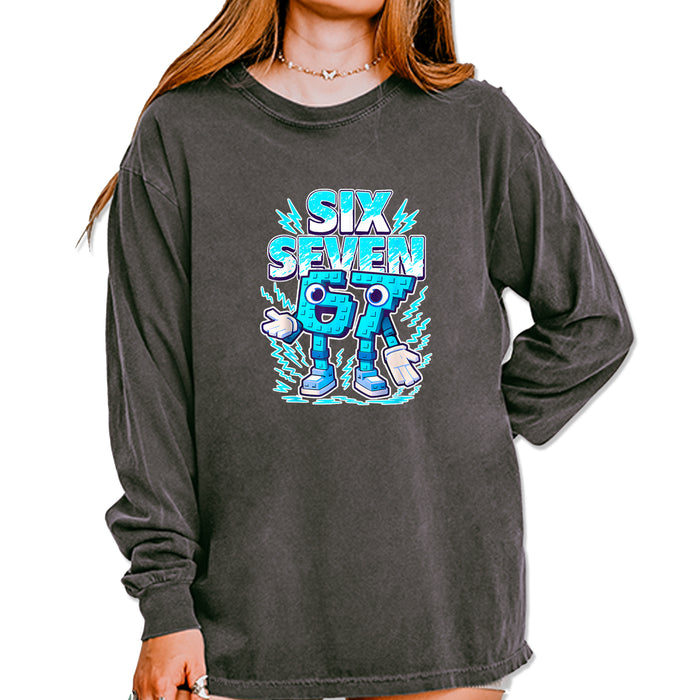 67 Brainrot Meme Slang Vintage Soft Long-Sleeve T-shirt