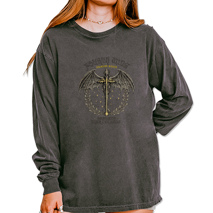 Fourth Wing Dragon Rider Vintage Basgiath War College Vintage Soft Long-Sleeve T-shirt