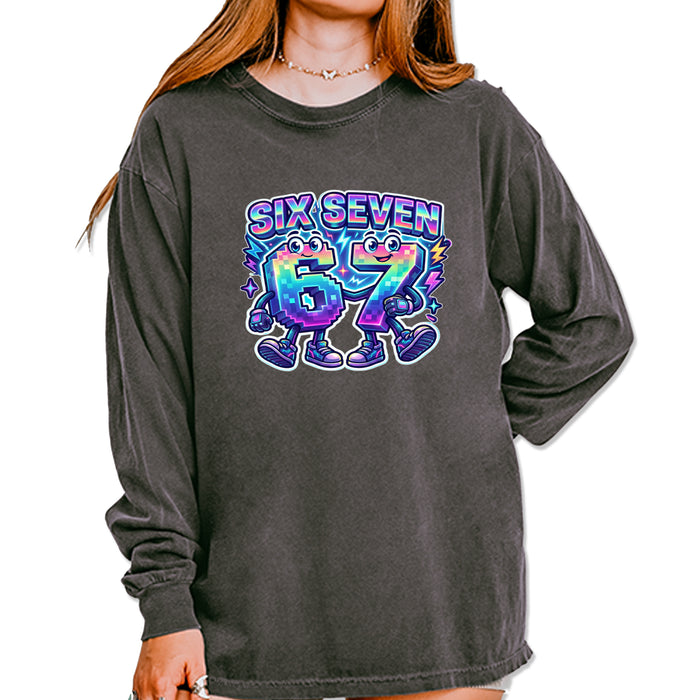 Six Seven 67 Retro Pixel Buddies Vintage Soft Long-Sleeve T-shirt