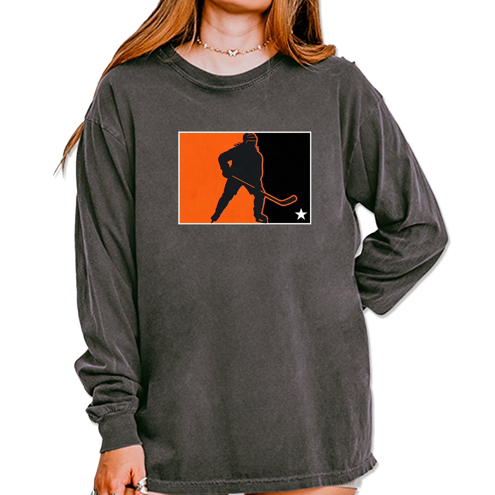 Hockey Enforcer Retro Vintage Vintage Soft Long-Sleeve T-shirt Pepper