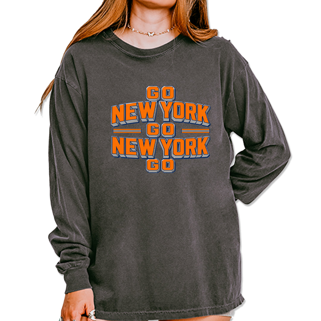 Go New York Go Basketball Vintage Soft Long-Sleeve T-shirt Pepper