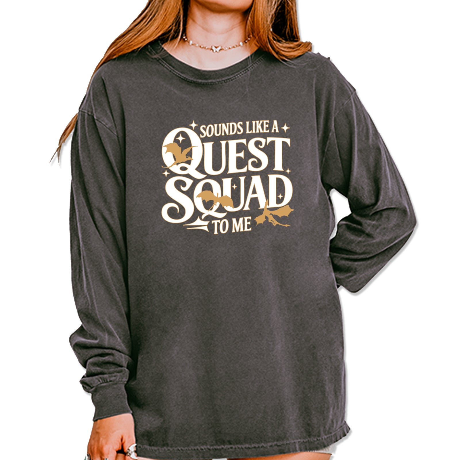 Sounds Like A Quest Squad To Me Empyrean Vintage Soft Long-Sleeve T-shirt Pepper