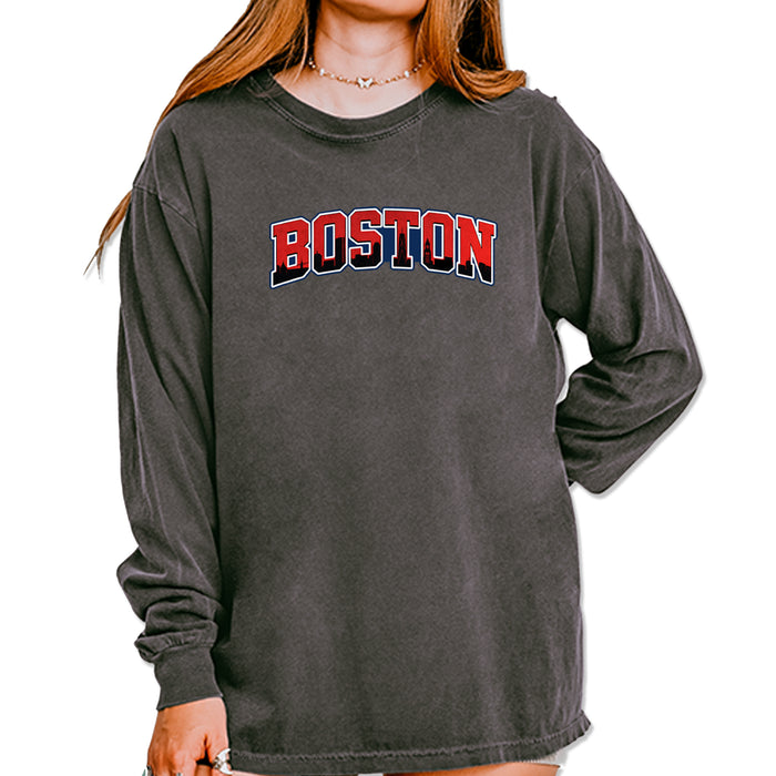 Boston City Pride Skyline Vintage Soft Long-Sleeve T-shirt