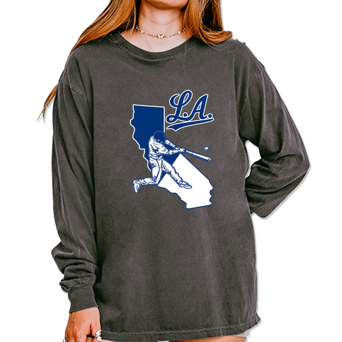 Los Angeles Baseball Batter Up Vintage Soft Long-Sleeve T-shirt