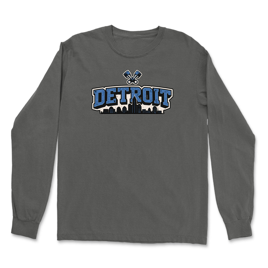 Detroit Motor City Retro Piston Vintage Soft Long-Sleeve T-shirt 