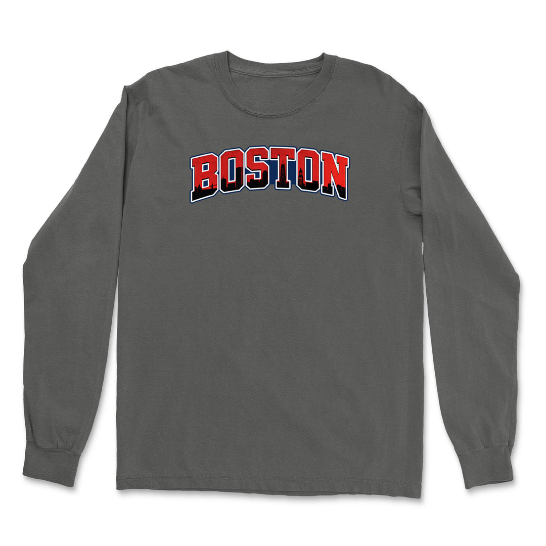 Boston City Pride Skyline Vintage Soft Long-Sleeve T-shirt 